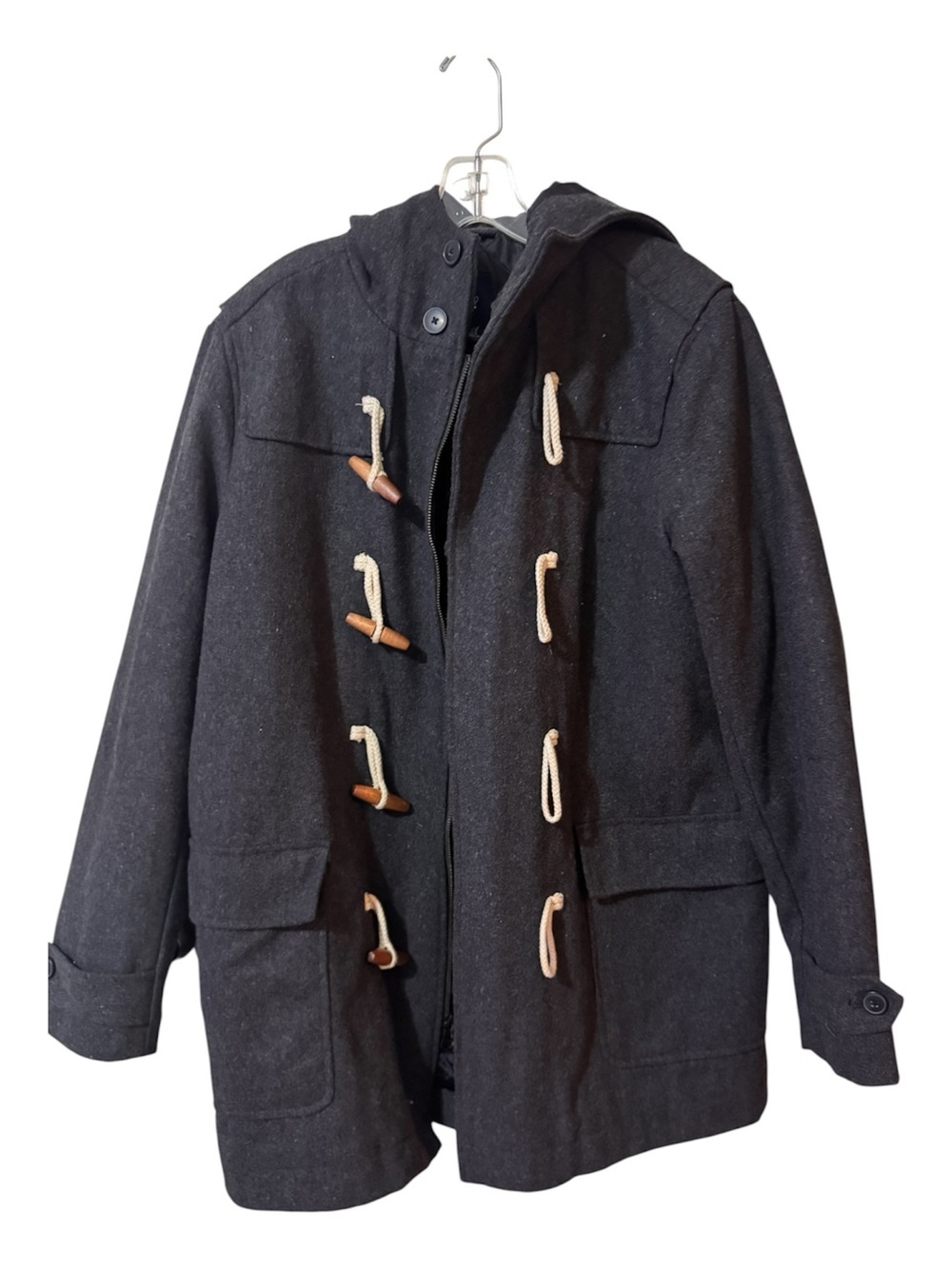 GAP Men's Wool Toggle Coat with Hood - Charcoal size M